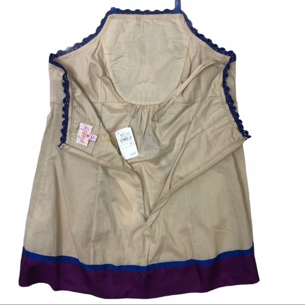 Plenty by Tracy Reece Embroidered Halter Top Boho Size 4 Tan Summer Top - Picture 5 of 10